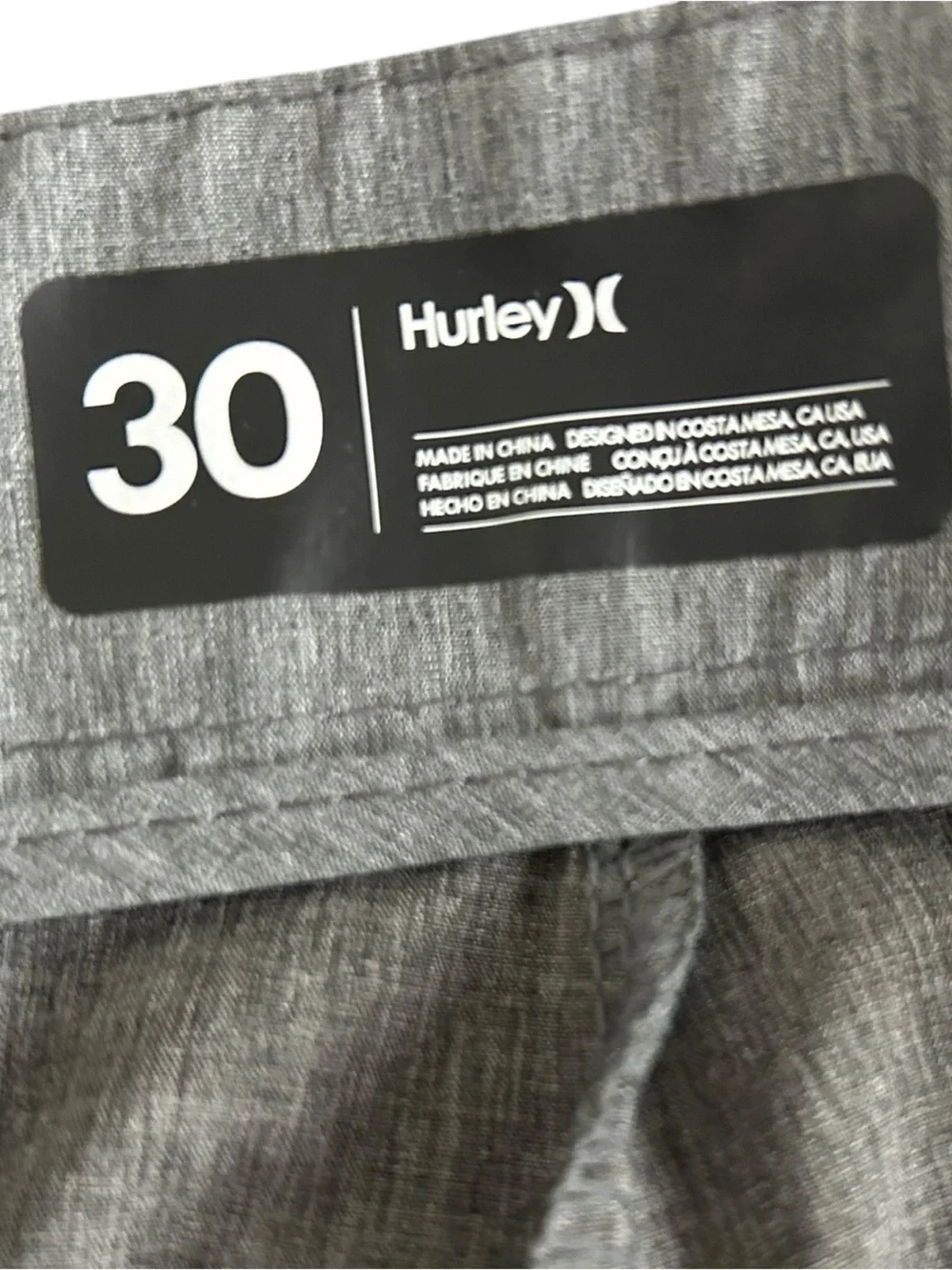 Hurley Phantom Grey Mens Walking/Board Shorts Modern Fit Size 30 NWT